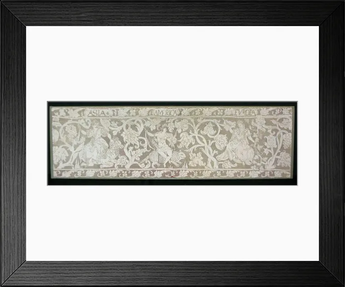 Framed Print : Panel with the Figures of Three Continents, Italy, 17th century. Creator: Unknown Framed Print : Panel with the Figures of Three Continents, Italy, 17th century. Creator: Unknown