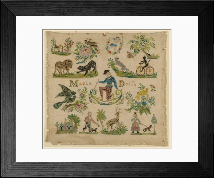 Framed Print : Sampler, Italy, Early / mid-19th century. Creator: Unknown Framed Print : Sampler, Italy, Early / mid-19th century. Creator: Unknown