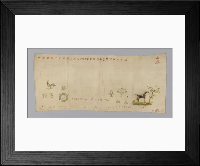 Framed Print : Sampler, Italy, 18th century. Creator: Unknown Framed Print : Sampler, Italy, 18th century. Creator: Unknown