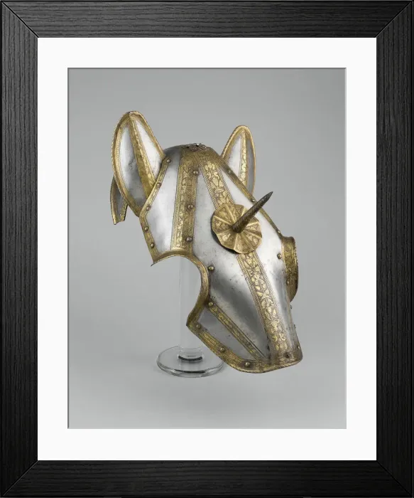 Framed Print : Shaffron, Steel with gilding, c. 1575. Creator: Unknown Framed Print : Shaffron, Steel with gilding, c. 1575. Creator: Unknown