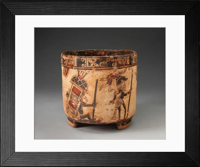 Framed Print : Tripod Vessel Depicting Monkey Hunters and Traders, A. D. 850 / 950. Creator: Unknown Framed Print : Tripod Vessel Depicting Monkey Hunters and Traders, A. D. 850 / 950. Creator: Unknown