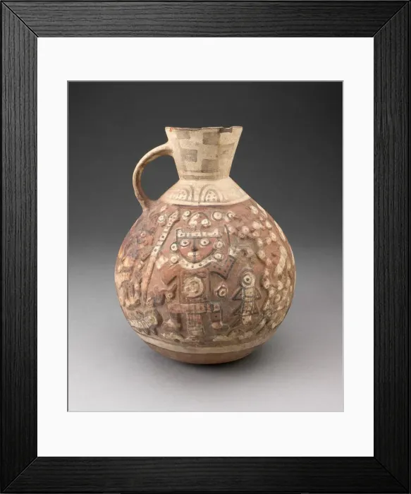 Framed Print : Handeled Jar with Painted Relief Depicting Figure with Animals, 1000 / 1476 Framed Print : Handeled Jar with Painted Relief Depicting Figure with Animals, 1000 / 1476