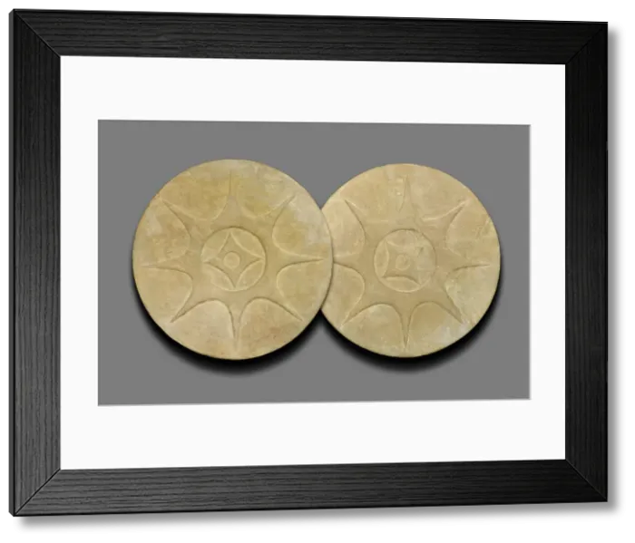 Framed Print : Pair of Earspools with Eight-Pointed Star Motif, A. D. 1200 / 1400. Creator: Unknown Framed Print : Pair of Earspools with Eight-Pointed Star Motif, A. D. 1200 / 1400. Creator: Unknown