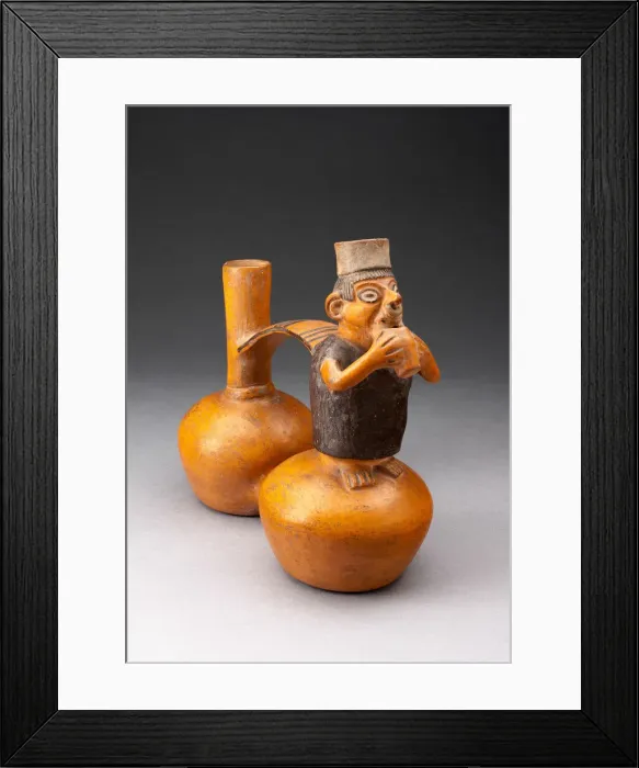 Framed Print : Double-Chambered Jar Depicting a Figure Holding a Cup or Flute, A. D. 500 / 800 Framed Print : Double-Chambered Jar Depicting a Figure Holding a Cup or Flute, A. D. 500 / 800