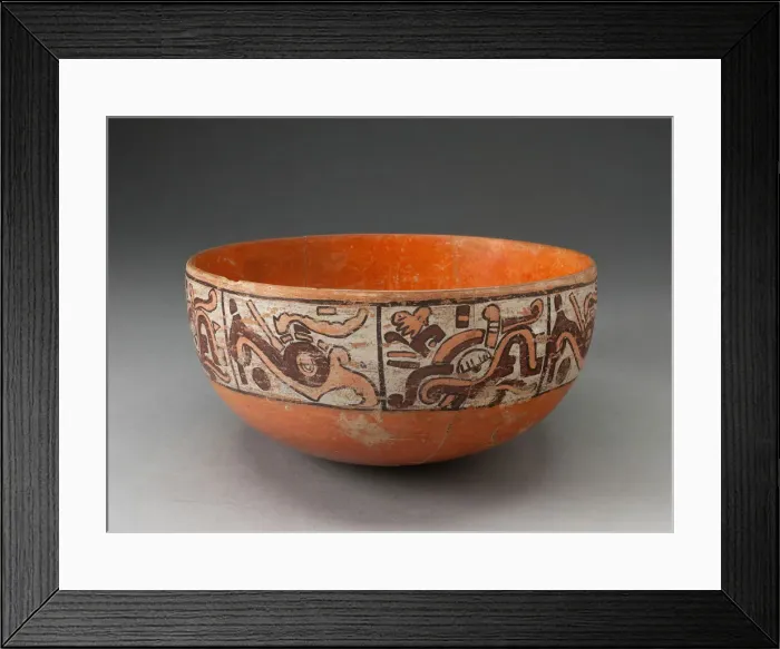 Framed Print : Polychrome Bowl Depicting Eight Abstract Motifs on Exterior, 1200 / 1521. Creator: Unknown Framed Print : Polychrome Bowl Depicting Eight Abstract Motifs on Exterior, 1200 / 1521. Creator: Unknown