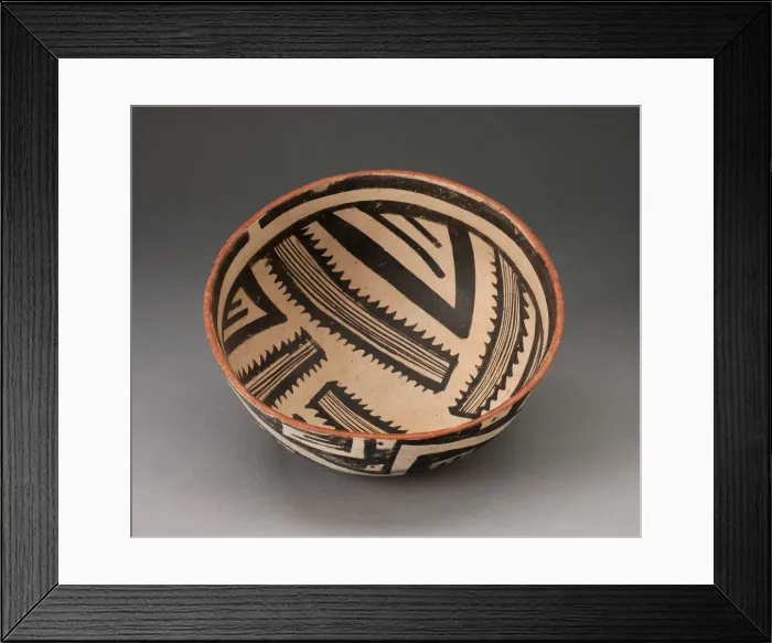 Framed Print : Bowl with Radiating Striped Bands and Triangles and Interlocking Zigzag on Exterior, A. D Framed Print : Bowl with Radiating Striped Bands and Triangles and Interlocking Zigzag on Exterior, A. D