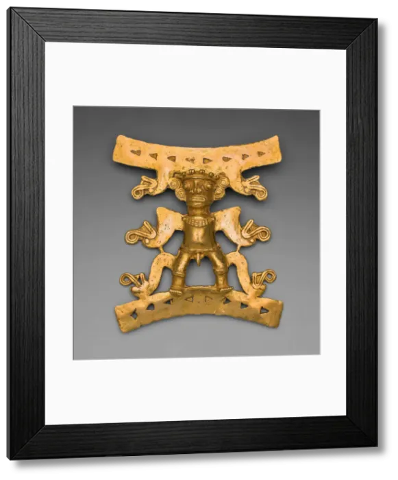 Framed Print : Pendant Depicting a Male Figure with Saurian Heads Emerging from Body, A. D. 1000 / 1550 Framed Print : Pendant Depicting a Male Figure with Saurian Heads Emerging from Body, A. D. 1000 / 1550
