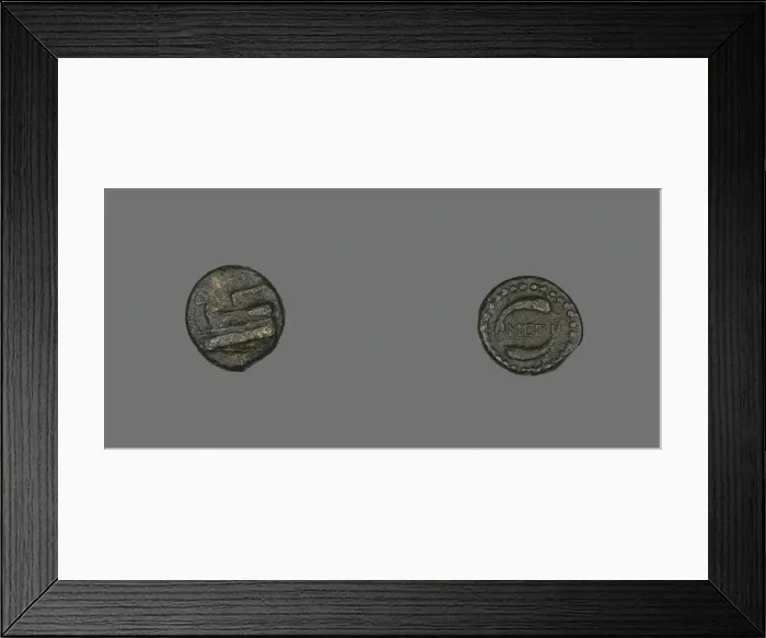 Framed Print : Coin Depicting a Ships Prow, after 307-243 BCE. Creator: Unknown Framed Print : Coin Depicting a Ships Prow, after 307-243 BCE. Creator: Unknown