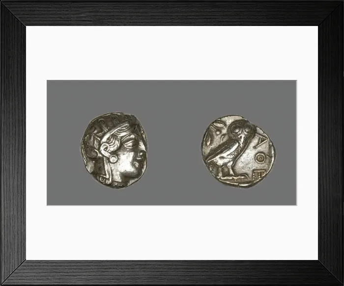 Framed Print : Tetradrachm (Coin) Depicting the Goddess Athena, about 490 BCE. Creator: Unknown Framed Print : Tetradrachm (Coin) Depicting the Goddess Athena, about 490 BCE. Creator: Unknown