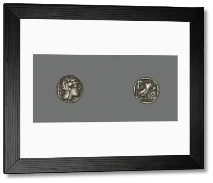 Framed Print : Drachm (Coin) Depicting the Goddess Athena, about 490 BCE. Creator: Unknown Framed Print : Drachm (Coin) Depicting the Goddess Athena, about 490 BCE. Creator: Unknown