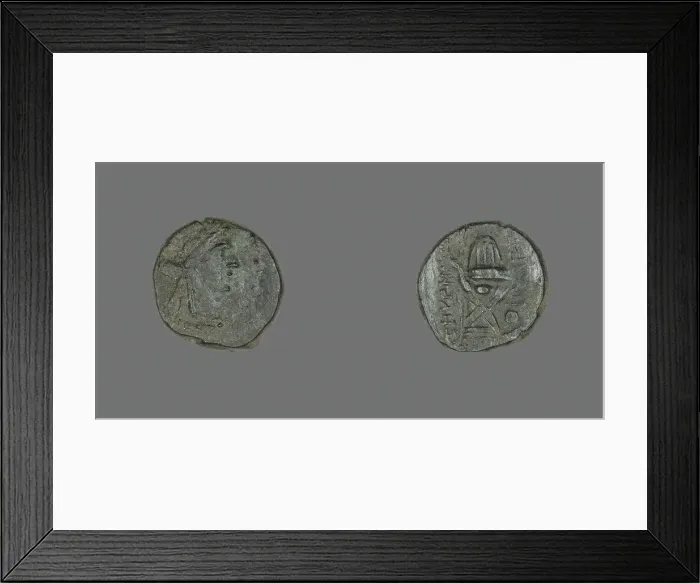 Framed Print : Coin Depicting the God Apollo, (75-50 BC ?). Creator: Unknown Framed Print : Coin Depicting the God Apollo, (75-50 BC ?). Creator: Unknown