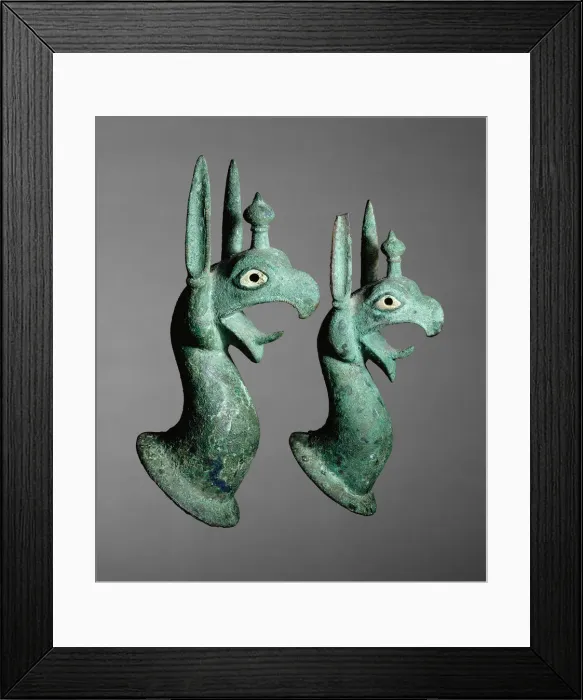 Framed Print : Pair of Protomes Depicting the Forepart of a Griffin, 625-575 BCE. Creator: Unknown Framed Print : Pair of Protomes Depicting the Forepart of a Griffin, 625-575 BCE. Creator: Unknown
