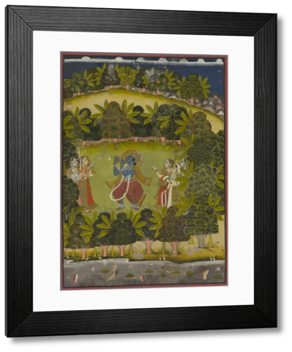 Framed Print : Krishna Fluting for the Gopis, Late 18th or early 19th century. Creator: Unknown Framed Print : Krishna Fluting for the Gopis, Late 18th or early 19th century. Creator: Unknown