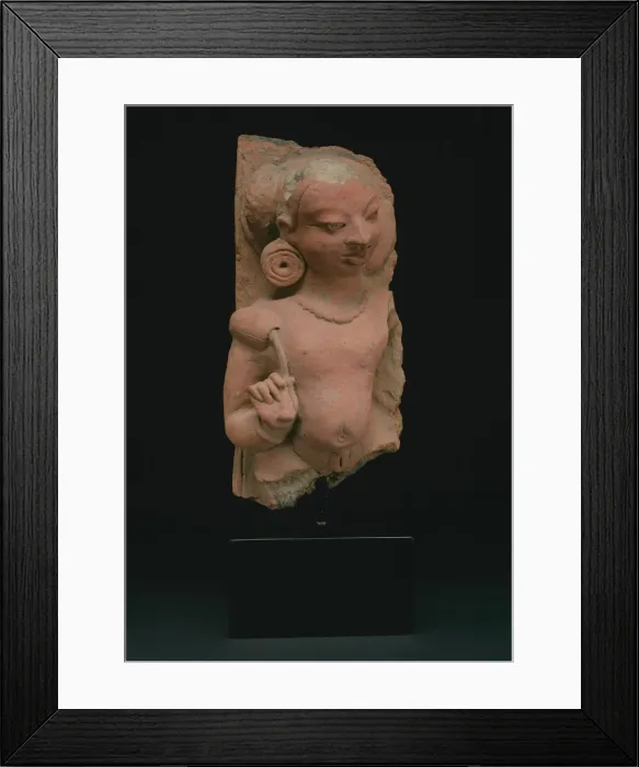 Framed Print : Male Deity (Deva) Holding a Lotus Bud, Gupta period, 4th / 5th century. Creator: Unknown Framed Print : Male Deity (Deva) Holding a Lotus Bud, Gupta period, 4th / 5th century. Creator: Unknown
