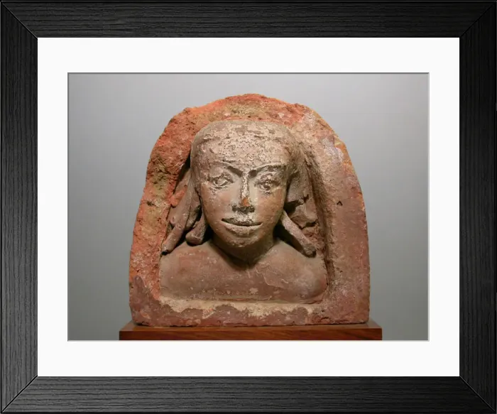 Framed Print : Male Bust with Rolling Curls, Gupta period, 4th  /  5th century. Creator: Unknown