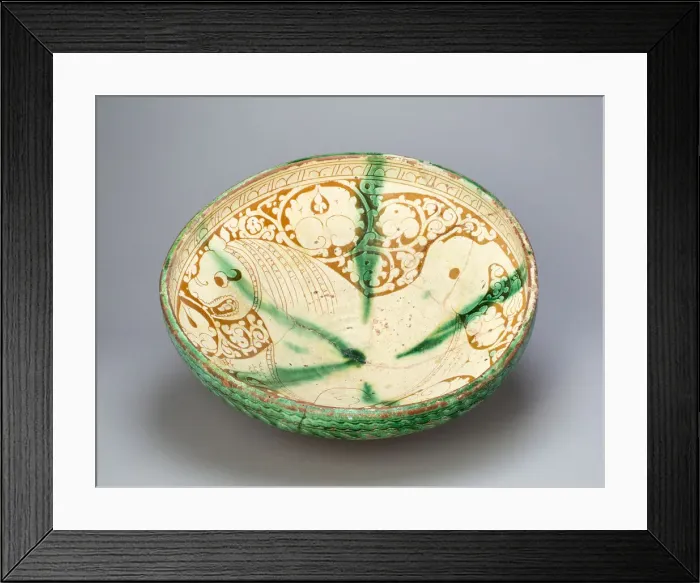 Framed Print : Bowl with Lioness, 12th / 13th century. Creator: Unknown Framed Print : Bowl with Lioness, 12th / 13th century. Creator: Unknown