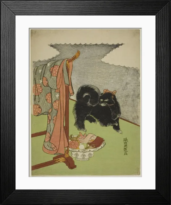 Framed Print : Black Dog, c. 1772 / 81. Creator: Isoda Koryusai Framed Print : Black Dog, c. 1772 / 81. Creator: Isoda Koryusai