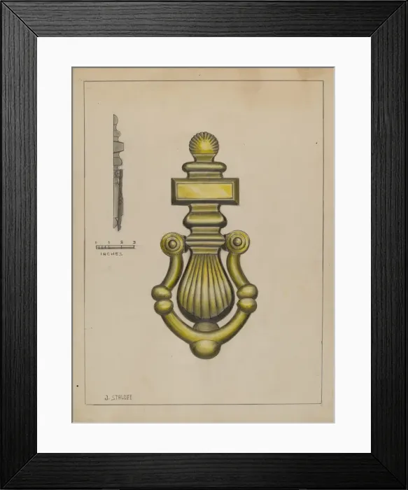 Framed Print : Door Knocker, c. 1936. Creator: Jack Staloff Framed Print : Door Knocker, c. 1936. Creator: Jack Staloff