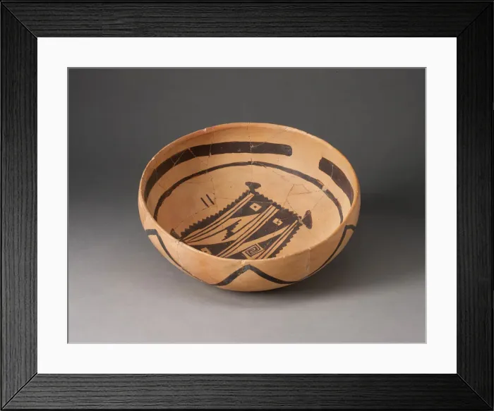 Framed Print : Bowl with Abstract, Geometric Rendering of Blanket on Interior, 1400 / 1600 Framed Print : Bowl with Abstract, Geometric Rendering of Blanket on Interior, 1400 / 1600
