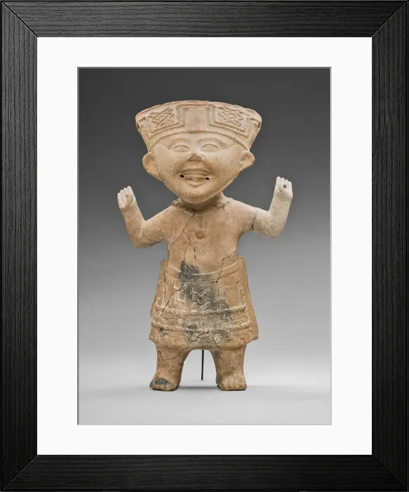 Framed Print : Standing, Smiling'Figure with Hands Raised, A. D. 600  /  900. Creator: Unknown