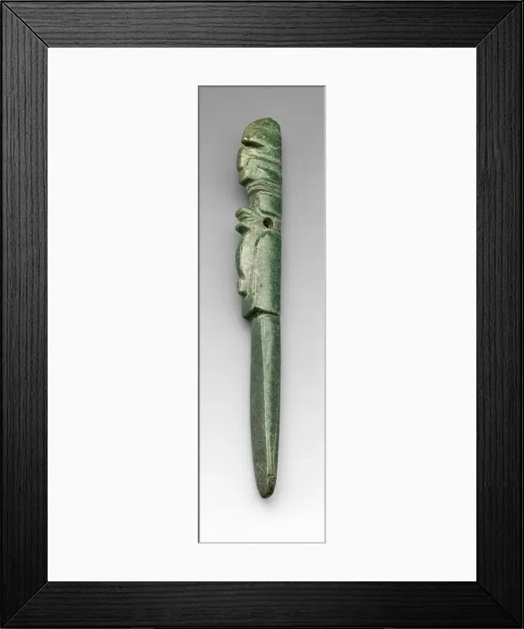 Framed Print : Carved Pendant Depicting a Costumed Figure with a Abstract Bird Headdress, A. D. 1000 / 1500 Framed Print : Carved Pendant Depicting a Costumed Figure with a Abstract Bird Headdress, A. D. 1000 / 1500