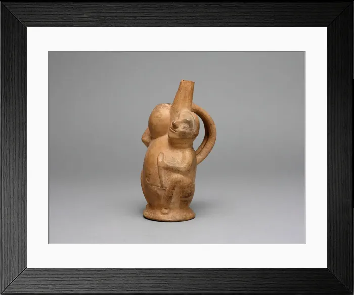 Framed Print : Handle Spout Vessel in the Form of a Seated Man Carrying a Jar, A. D. 700 / 1000 Framed Print : Handle Spout Vessel in the Form of a Seated Man Carrying a Jar, A. D. 700 / 1000