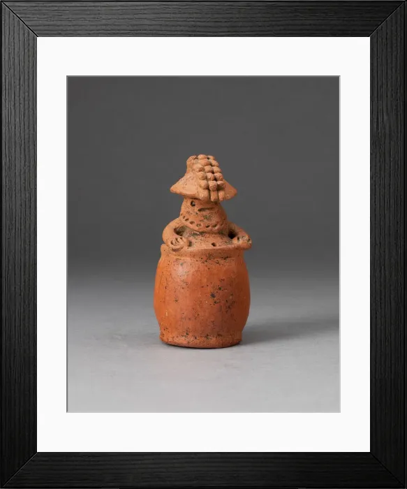Framed Print : Miniature Rattle in the Form of a Figure Wearing Headdress and Mask, c. A. D. 200 Framed Print : Miniature Rattle in the Form of a Figure Wearing Headdress and Mask, c. A. D. 200