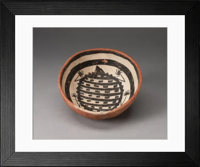 Framed Print : Small Bowl with an Abstract Insect or Animal Painted in Interior, A. D. 950 / 1150 Framed Print : Small Bowl with an Abstract Insect or Animal Painted in Interior, A. D. 950 / 1150