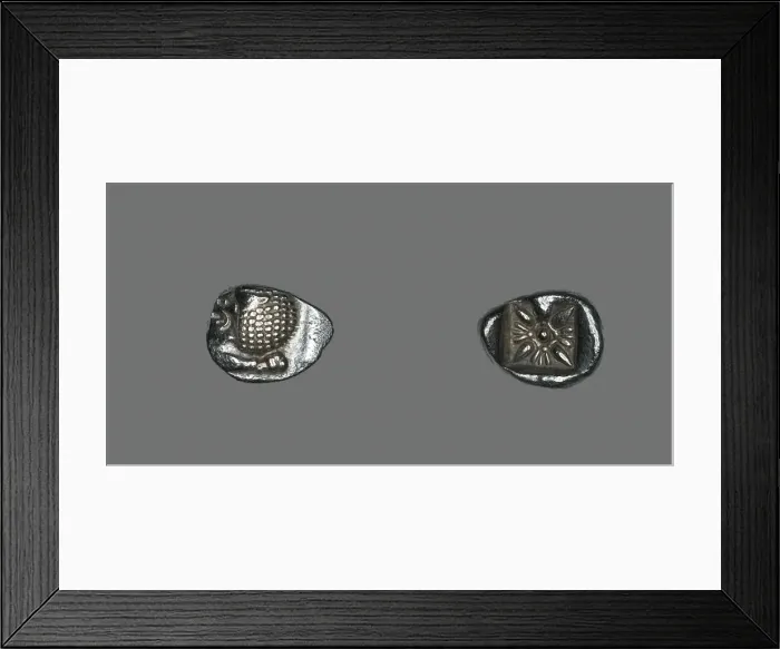 Framed Print : Diobol (Coin) Depicting Forepart of Lion, 478 BCE and later. Creator: Unknown Framed Print : Diobol (Coin) Depicting Forepart of Lion, 478 BCE and later. Creator: Unknown