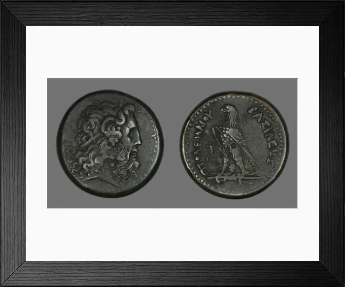 Framed Print : Coin Depicting the God Zeus, 247-222 BCE, issued by Ptolemy III. Creator: Unknown Framed Print : Coin Depicting the God Zeus, 247-222 BCE, issued by Ptolemy III. Creator: Unknown
