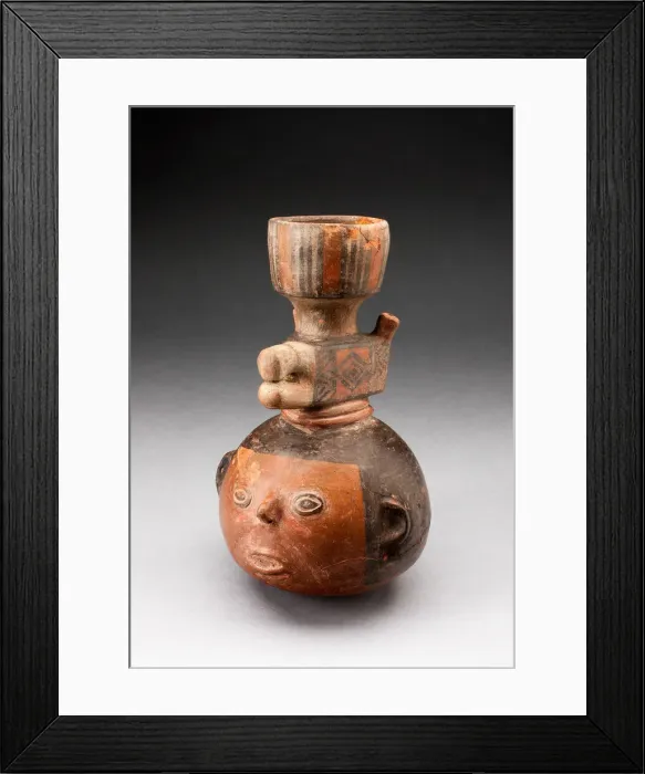 Framed Print : Tall Necked Jar in the Form of an Abstract Head with Animal Forms, A. D. 500 / 1000 Framed Print : Tall Necked Jar in the Form of an Abstract Head with Animal Forms, A. D. 500 / 1000