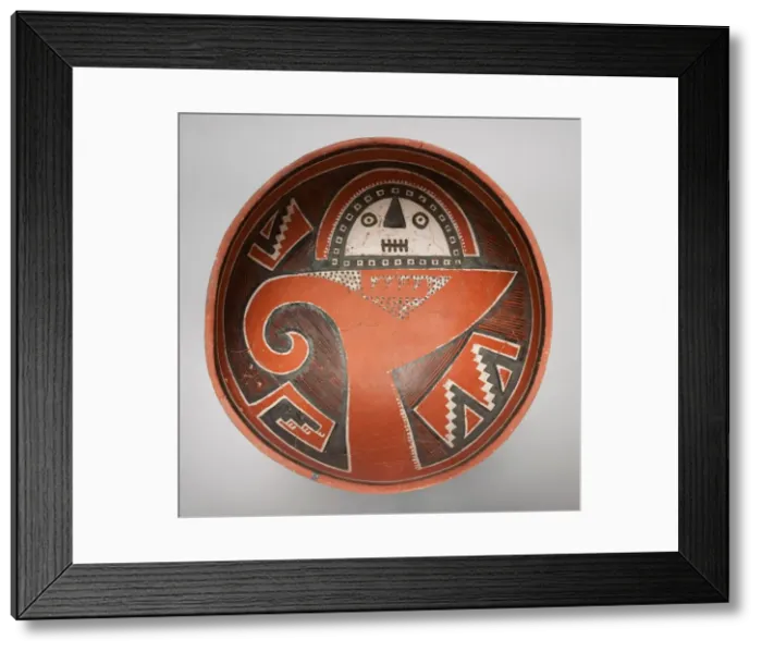 Framed Print : Bowl Depicting a Mask atop a Bighorn-Sheep Head, 1300 / 1400. Creator: Unknown Framed Print : Bowl Depicting a Mask atop a Bighorn-Sheep Head, 1300 / 1400. Creator: Unknown