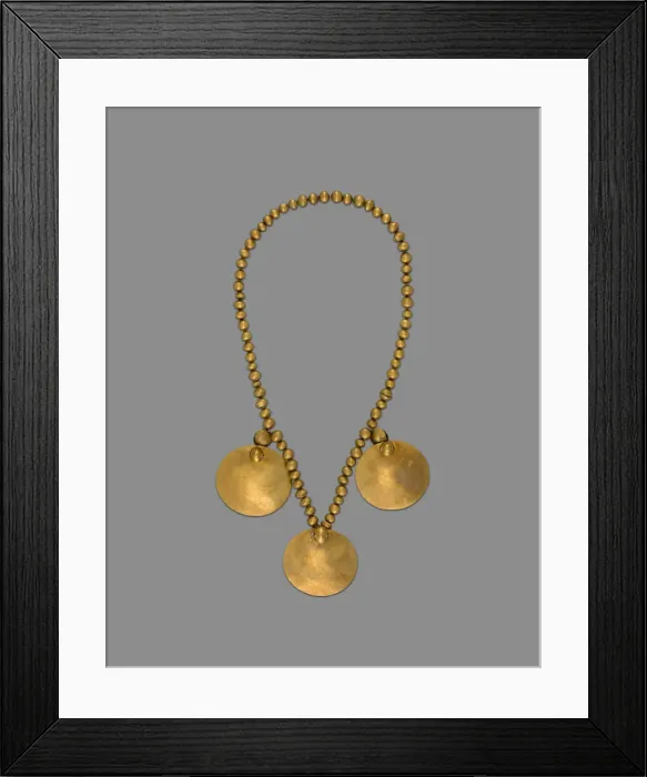 Framed Print : Necklace with Three Round Pendant Disks, A. D. 1000 / 1400. Creator: Unknown Framed Print : Necklace with Three Round Pendant Disks, A. D. 1000 / 1400. Creator: Unknown