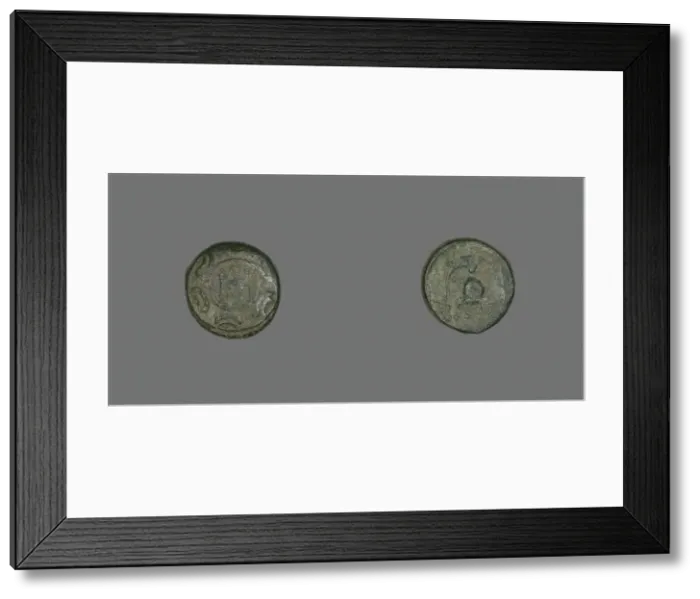 Framed Print : Coin Depicting a Shield, 239-229 BCE, issued by King Demetrius II. Creator: Unknown