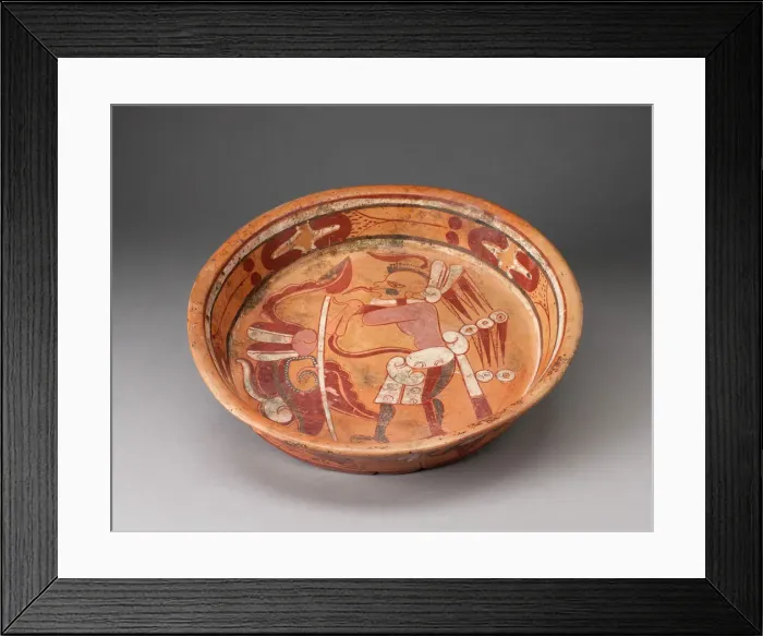 Framed Print : Polychrome Plate Depicting a Standing Figure with Ornate Speach-Scroll, A. D. 600 / 900 Framed Print : Polychrome Plate Depicting a Standing Figure with Ornate Speach-Scroll, A. D. 600 / 900
