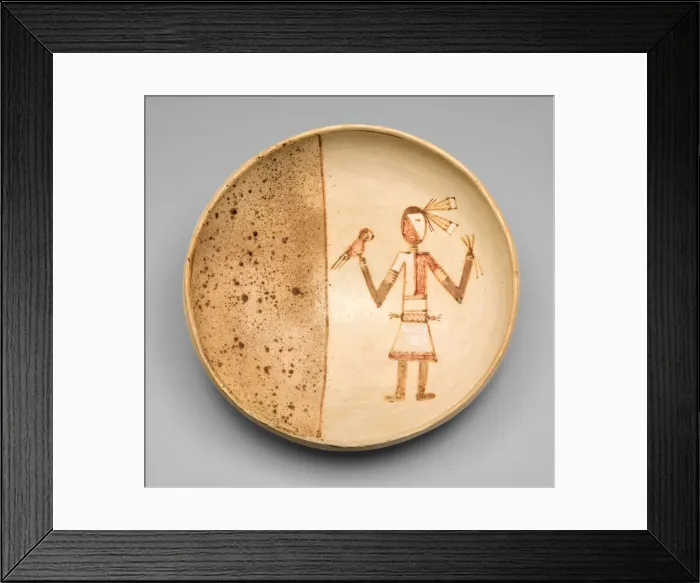 Framed Print : Bowl with a Figure Holding a Macaw, 1400 / 1625. Creator: Unknown Framed Print : Bowl with a Figure Holding a Macaw, 1400 / 1625. Creator: Unknown