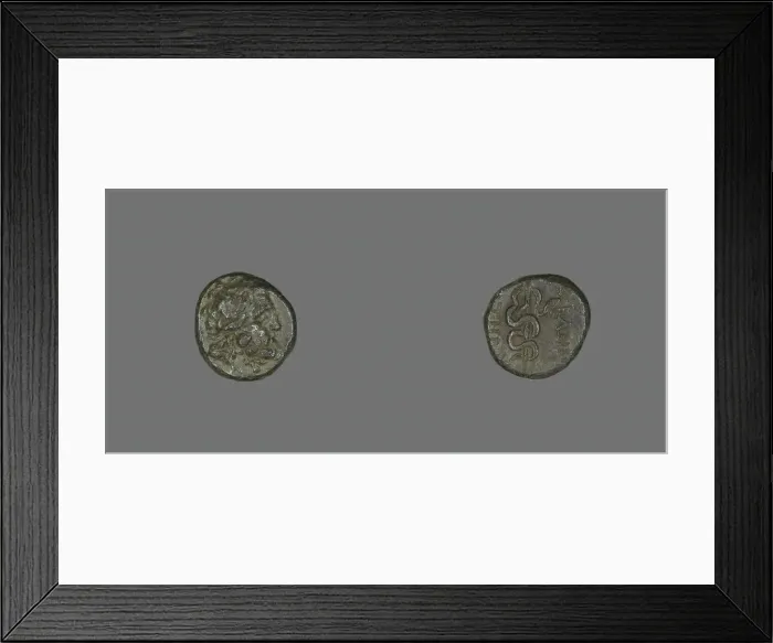 Framed Print : Coin Depicting the God Asklepios, about 200-133 BCE. Creator: Unknown