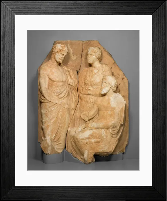 Framed Print : Fragment of a Funerary Naiskos (Monument in the Shape of a Temple), about 330 BCE Framed Print : Fragment of a Funerary Naiskos (Monument in the Shape of a Temple), about 330 BCE