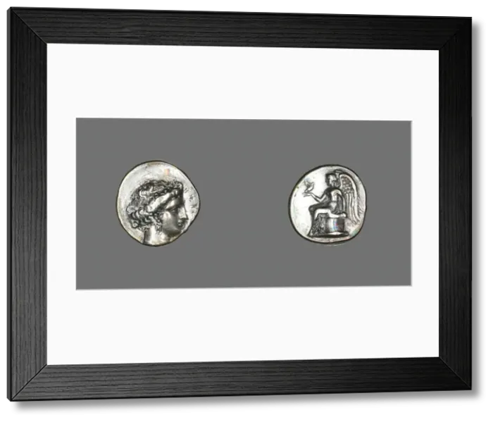 Framed Print : Stater (Coin) Depicting the Nymph Terrina, 375-356 BCE. Creator: Unknown Framed Print : Stater (Coin) Depicting the Nymph Terrina, 375-356 BCE. Creator: Unknown