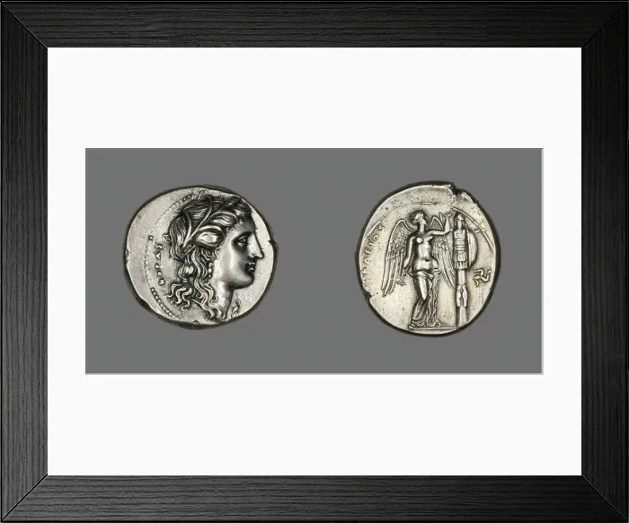 Framed Print : Tetradrachm (Coin) Depicting the Goddess Persephone, 310-307 BCE. Creator: Unknown Framed Print : Tetradrachm (Coin) Depicting the Goddess Persephone, 310-307 BCE. Creator: Unknown