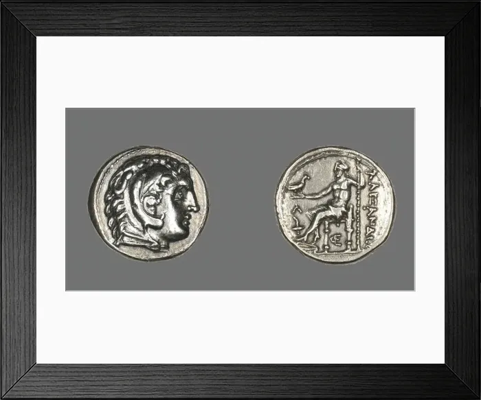 Framed Print : Tertradrachm (Coin) Portraying Alexander the Great as Herakles, 336-323 BCE Framed Print : Tertradrachm (Coin) Portraying Alexander the Great as Herakles, 336-323 BCE