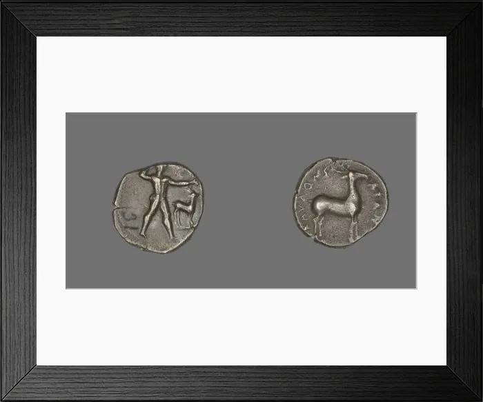 Framed Print : Stater (Coin) Depicting Caulos and Deer, 480-388 BCE. Creator: Unknown Framed Print : Stater (Coin) Depicting Caulos and Deer, 480-388 BCE. Creator: Unknown