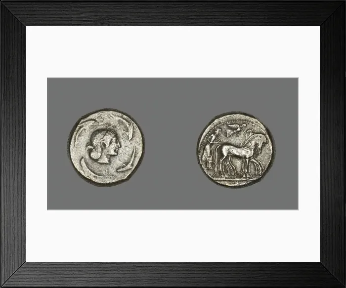 Framed Print : Tetradrachm (Coin) Depicting Quadriga with Bearded Charioteer, 485-478 BCE Framed Print : Tetradrachm (Coin) Depicting Quadriga with Bearded Charioteer, 485-478 BCE