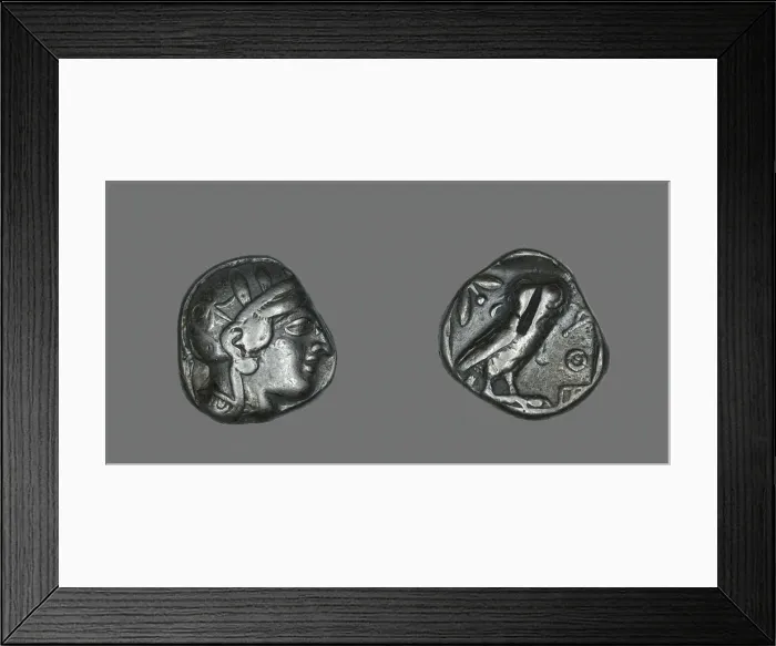 Framed Print : Tetradrachm (Coin) Depicting the Goddess Athena, 514-509 BCE. Creator: Unknown Framed Print : Tetradrachm (Coin) Depicting the Goddess Athena, 514-509 BCE. Creator: Unknown