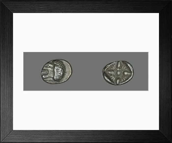 Framed Print : Diobol (Coin) Depicting a Lion, early 5th century BCE. Creator: Unknown Framed Print : Diobol (Coin) Depicting a Lion, early 5th century BCE. Creator: Unknown