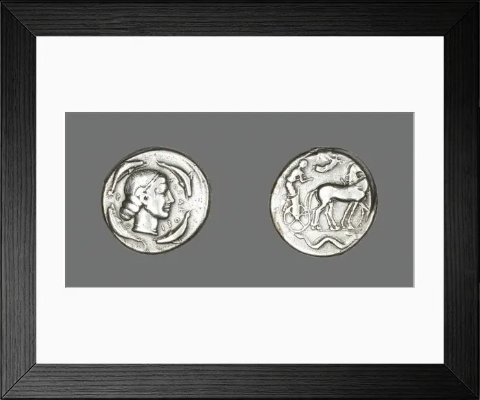 Framed Print : Tetradrachm (Coin) Depicting Arethusa, 474-450 BCE. Creator: Unknown Framed Print : Tetradrachm (Coin) Depicting Arethusa, 474-450 BCE. Creator: Unknown