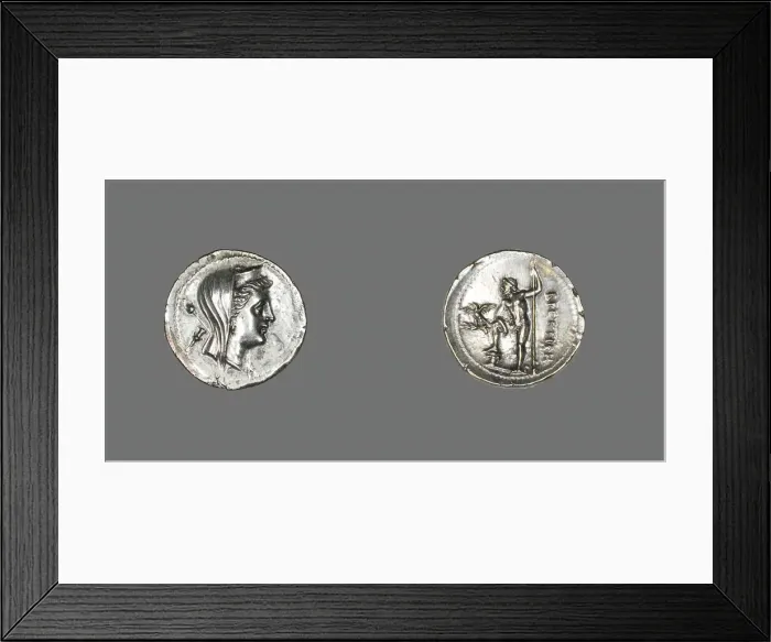 Framed Print : Drachm (Coin) Depicting the Nymph Amphitrite, 216-203 BCE. Creator: Unknown Framed Print : Drachm (Coin) Depicting the Nymph Amphitrite, 216-203 BCE. Creator: Unknown