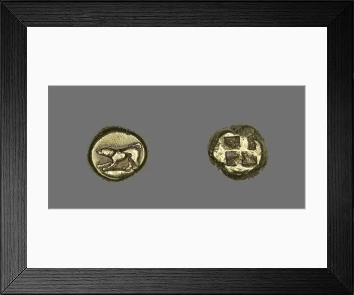 Framed Print : Stater (Coin) Depicting a Crouching Dog, 5th century BCE. Creator: Unknown Framed Print : Stater (Coin) Depicting a Crouching Dog, 5th century BCE. Creator: Unknown