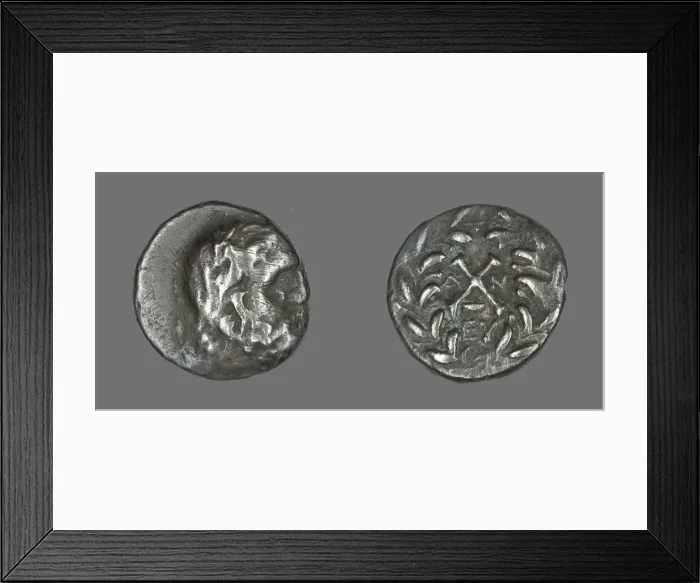 Framed Print : Hemidrachm (Coin) Depicting the God Zeus Amarios, 222-146 BCE. Creator: Unknown Framed Print : Hemidrachm (Coin) Depicting the God Zeus Amarios, 222-146 BCE. Creator: Unknown