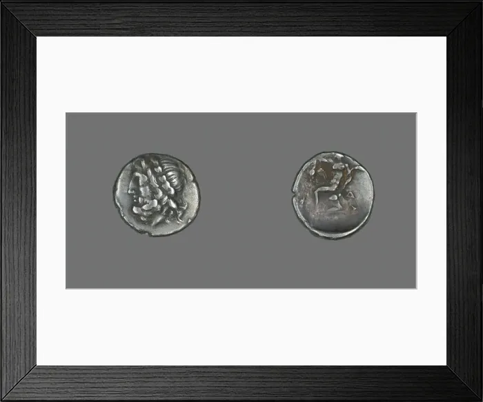 Framed Print : Hemidrachm (Coin) Depicting the God Zeus, late 4th century BCE. Creator: Unknown Framed Print : Hemidrachm (Coin) Depicting the God Zeus, late 4th century BCE. Creator: Unknown